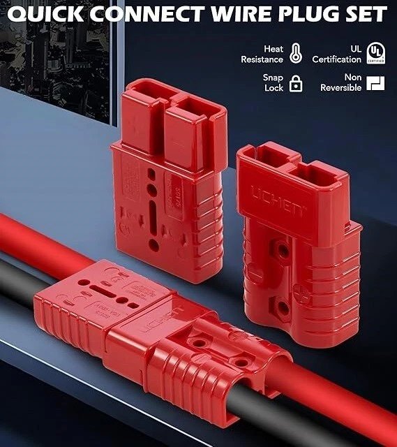 2-Pack Red 2-4 AWG SB 175 DC Connector Kit Forklift, Boat, Solar, Golf Cart, etc